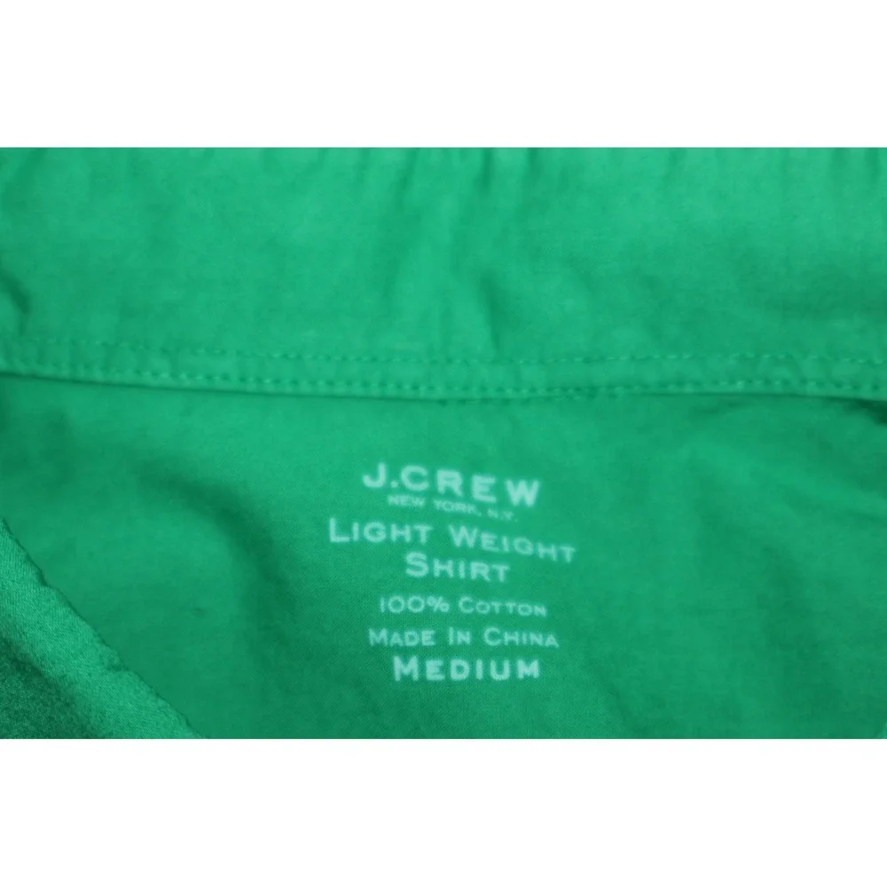 J.Crew Button Down Shirt Mens Medium Green Long Sleeve Lightweight Cotton